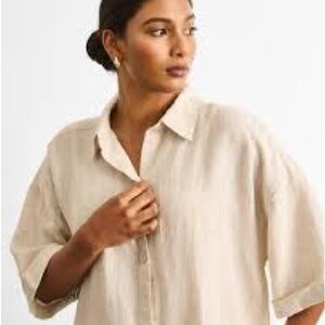 Woolworths Beige Button-Down Shirt for Women